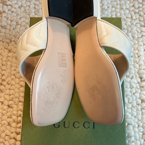 Gucci Double G Quilted Thong Flats in cream white